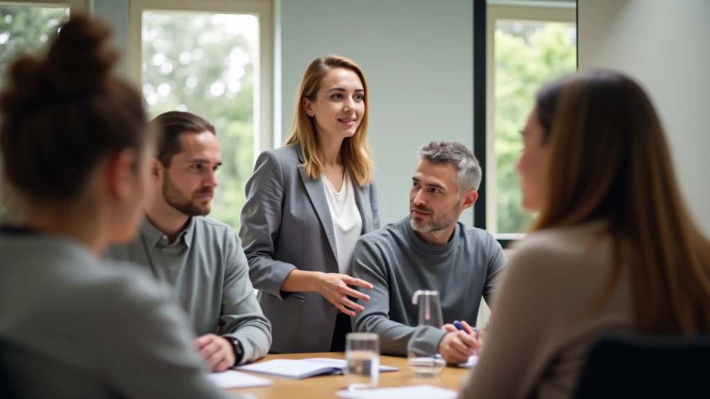 Sessione di training di comunicazione con un piccolo gruppo di professionisti