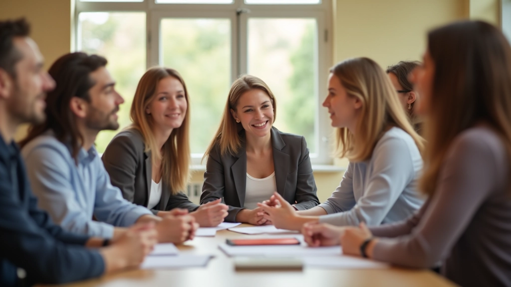 Persone in cerchio che discutono costruttivamente in un ambiente collaborativo