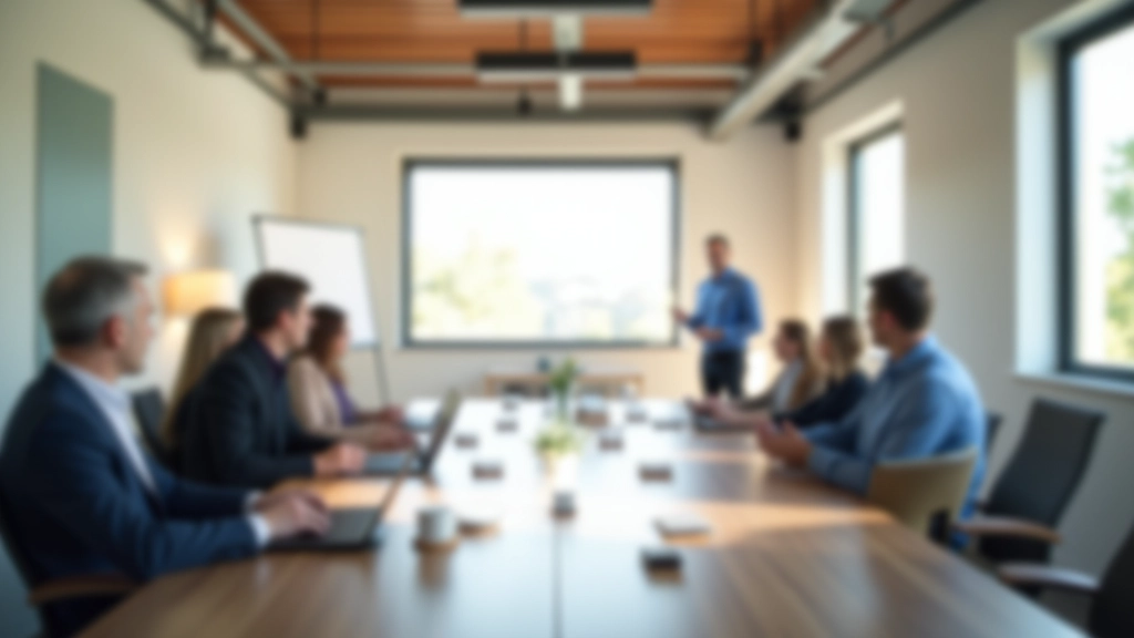 Persone che si incontrano in una sala di formazione luminosa con atmosfera collaborativa