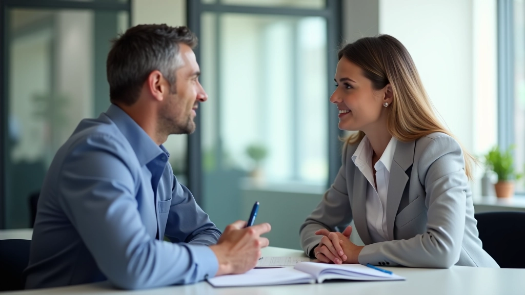 Tecnica di ascolto attivo in pratica, due persone in una riunione informale con contatto visivo